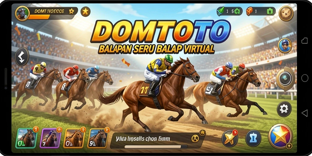 Tampilan gameplay seru dari DOMTOTO dengan aksi balapan mendebarkan.
