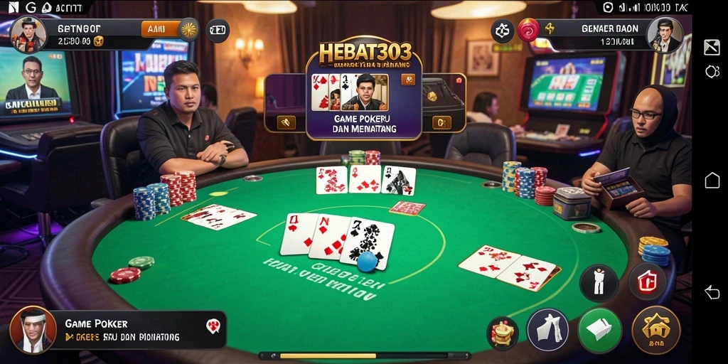 Gameplay poker seru di HEBAT303 dengan interaksi pemain yang menarik.