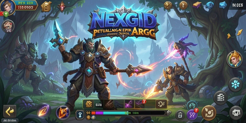 Tangkapan layar gameplay NEXGID dengan pertempuran epik.